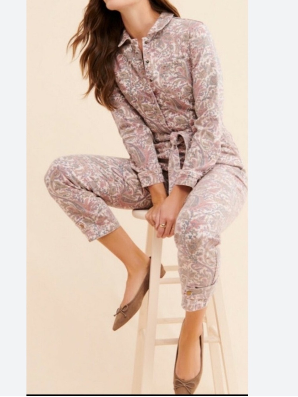 Anthropologie Denim Rose Jumpsuit